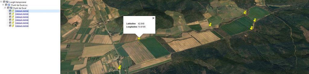 Importazione di punti da Excel e file CSV in Google Earth