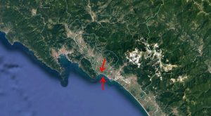 Immagine satellitare con l'area oggetto di indagine con aerofotogrammetria da drone